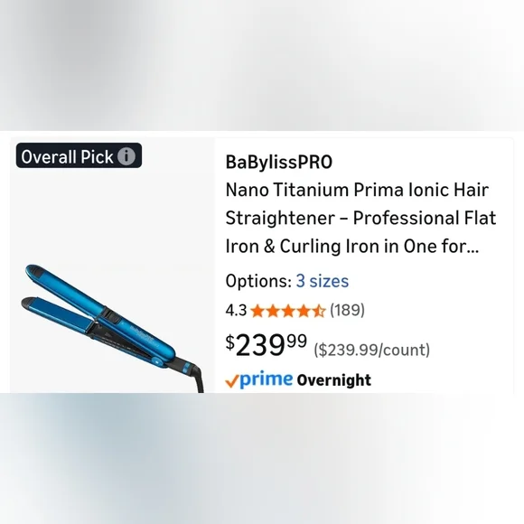 BaBylissPRO Ltd. Edition 1 1/4" Nano Titanium Prima3000 Ionic Hair Straightener - Picture 3 of 5